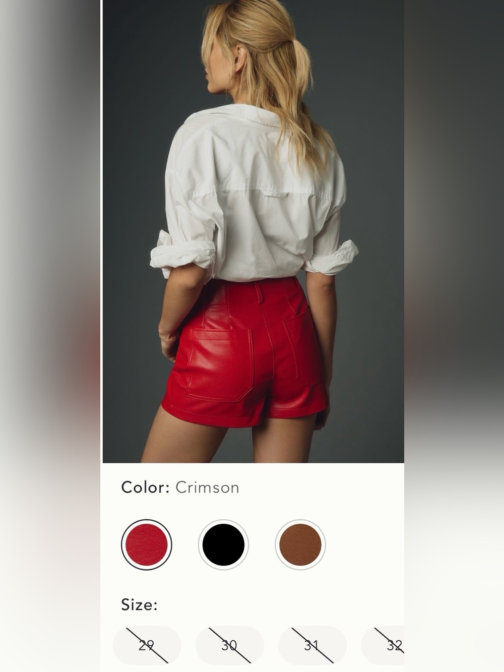 Anthropologie Colette Faux Leather Shorts Size 30 NWT - Picture 3 of 12